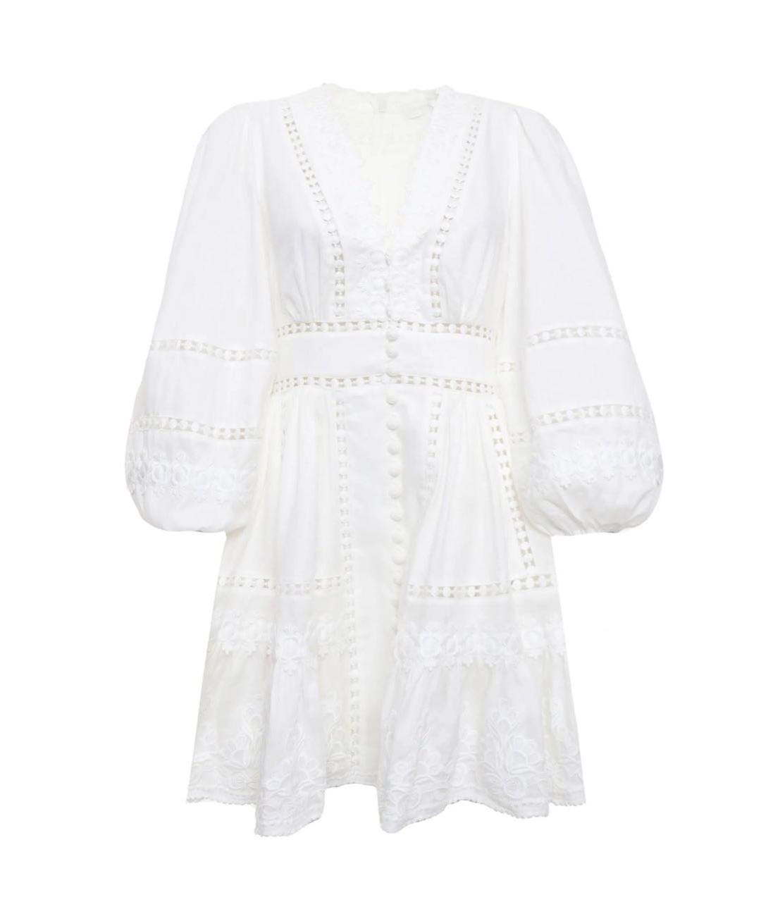 ZIMMERMANN Белое льняное повседневное платье, фото 1