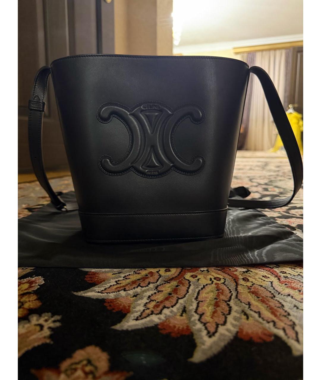 CELINE Черная кожаная сумка через плечо, фото 4