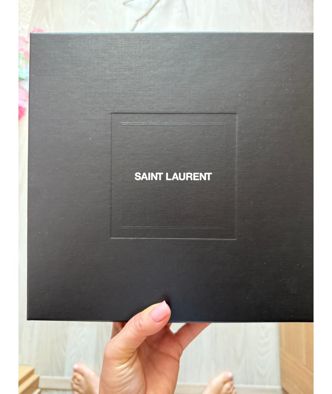 SAINT LAURENT Черный шерстяной платок, фото 3