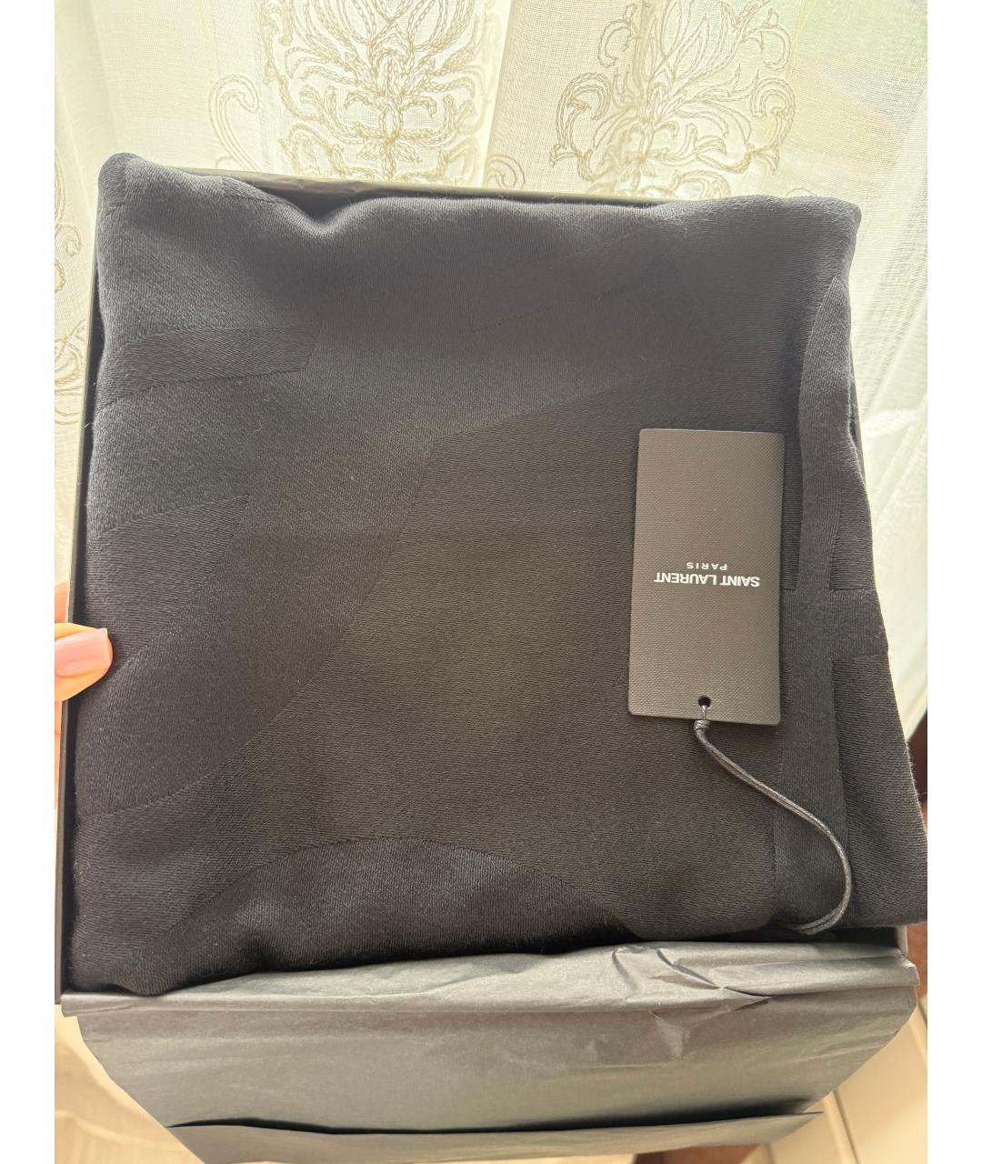 SAINT LAURENT Черный шерстяной платок, фото 2