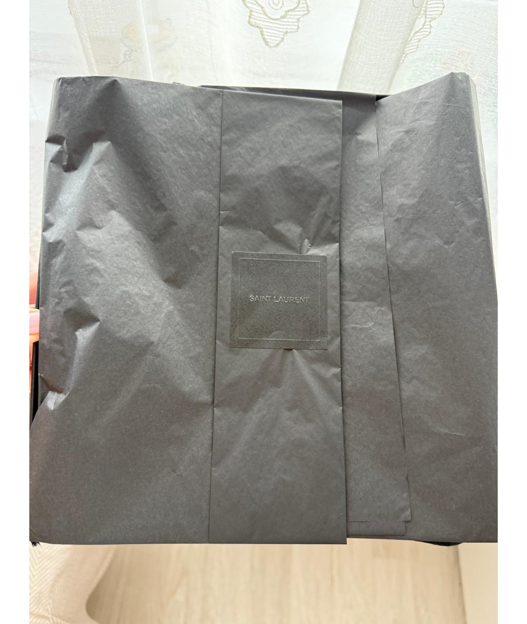 SAINT LAURENT Черный шерстяной платок, фото 4