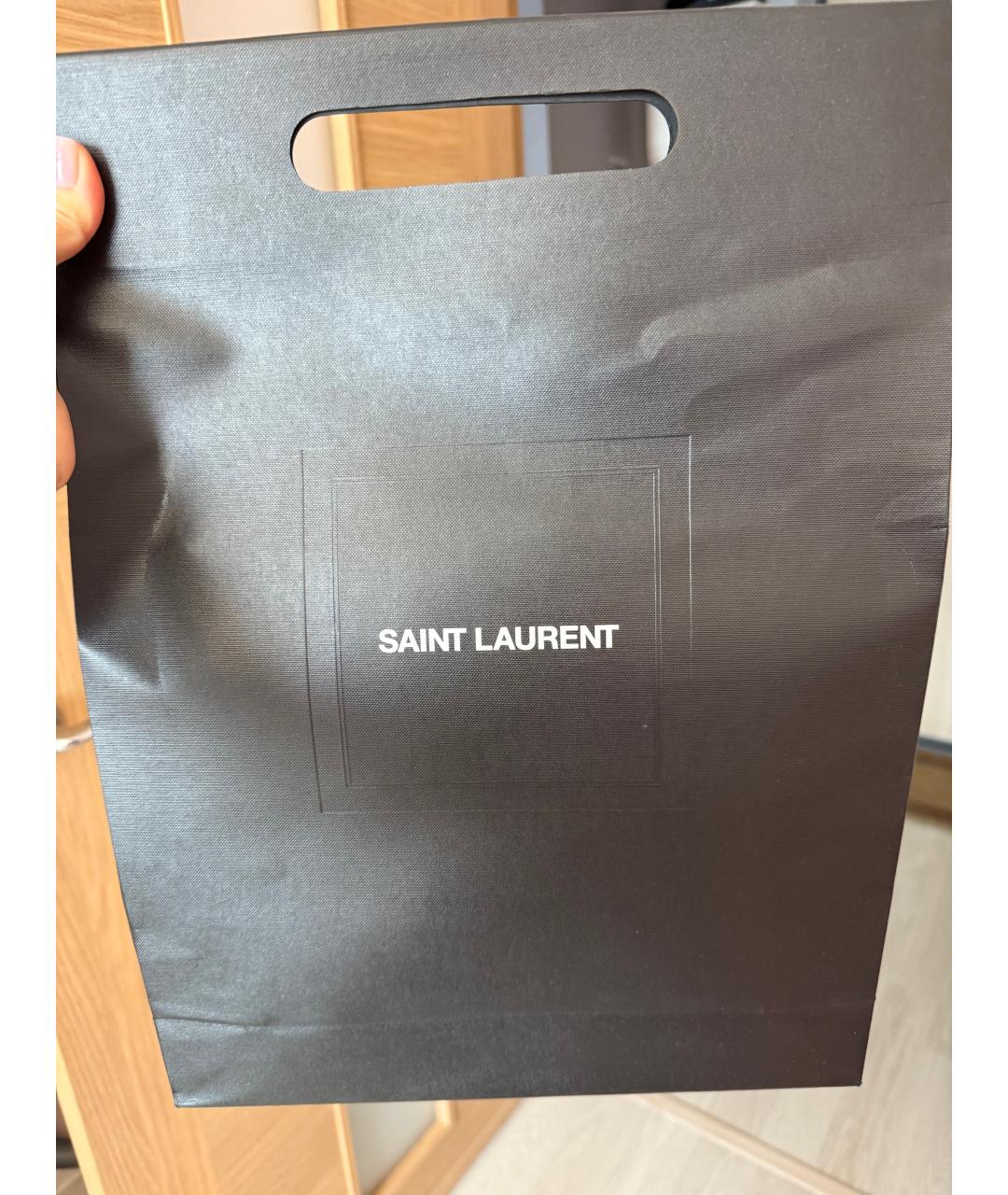 SAINT LAURENT Черный шерстяной платок, фото 5