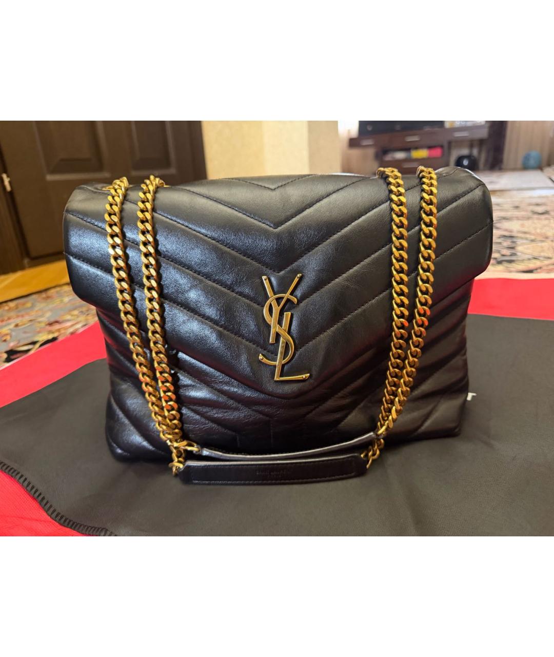 SAINT LAURENT Черная кожаная сумка через плечо, фото 4