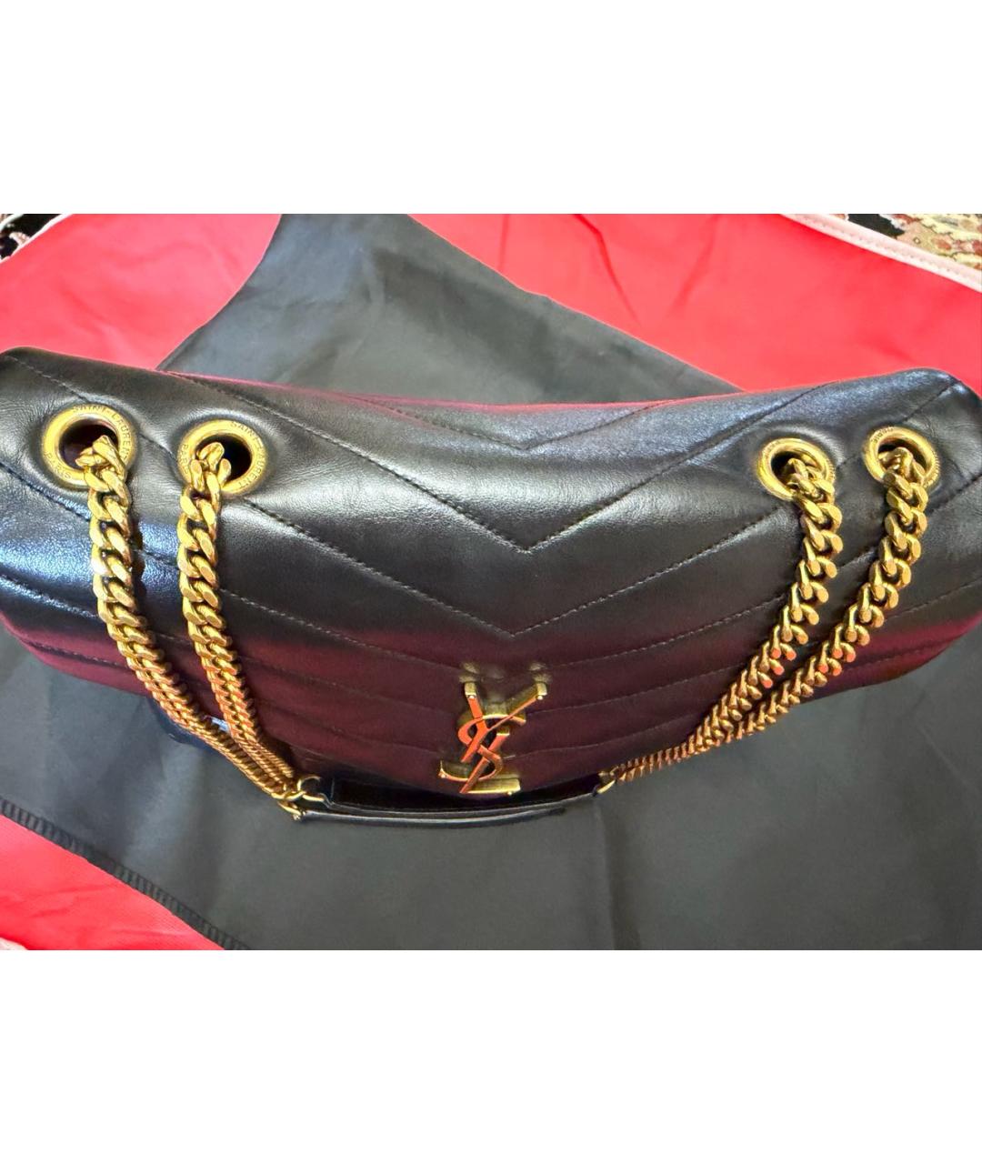 SAINT LAURENT Черная кожаная сумка через плечо, фото 3