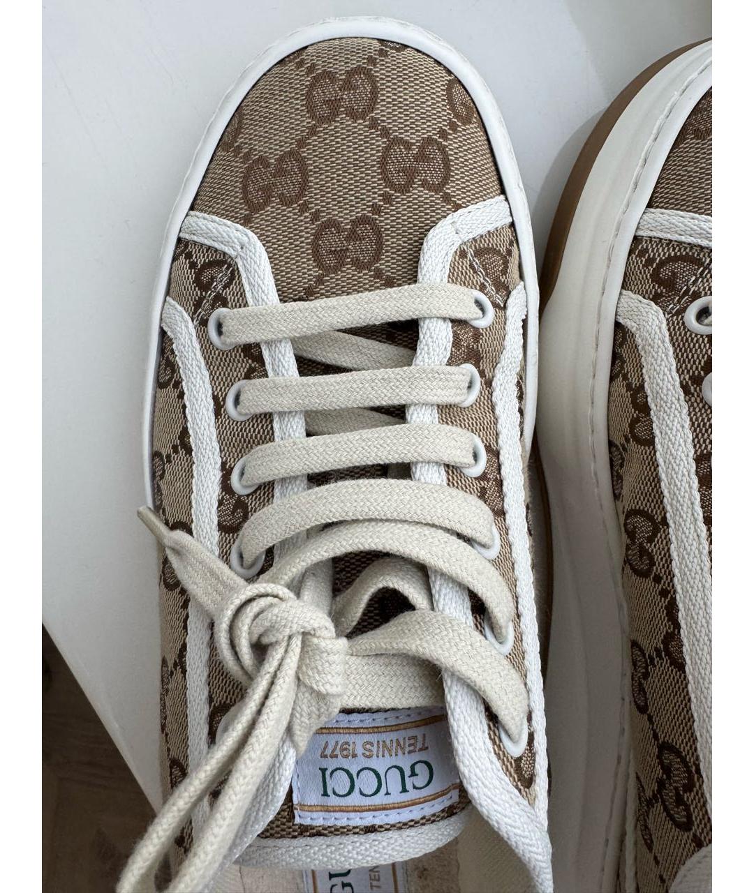 GUCCI Бежевые текстильные кеды, фото 6