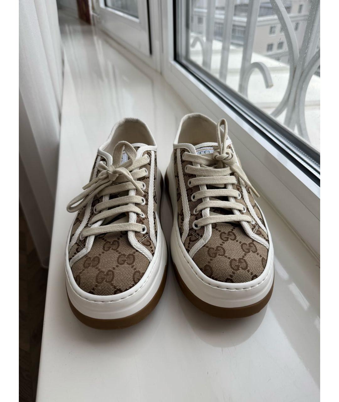 GUCCI Бежевые текстильные кеды, фото 2