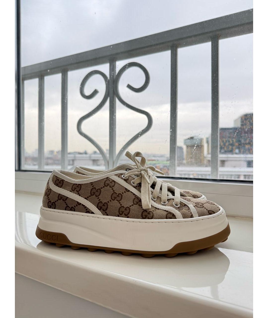 GUCCI Бежевые текстильные кеды, фото 9