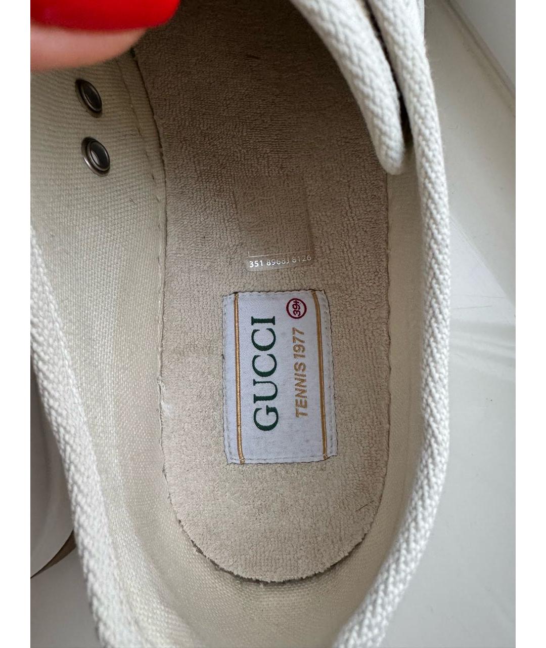 GUCCI Бежевые текстильные кеды, фото 5