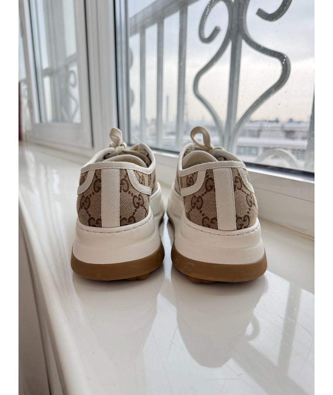 GUCCI Бежевые текстильные кеды, фото 4