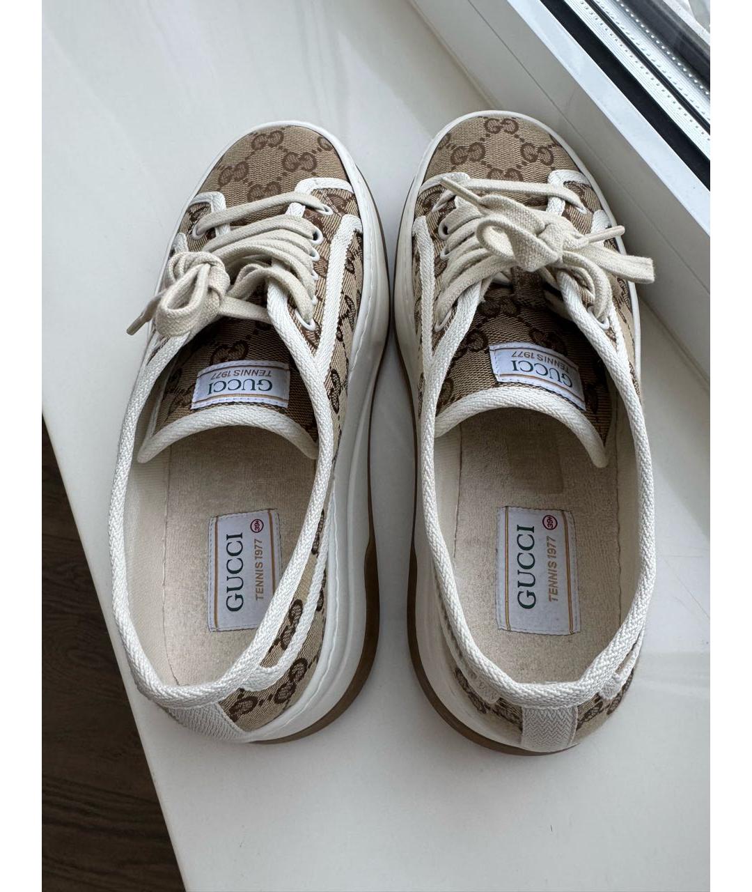 GUCCI Бежевые текстильные кеды, фото 8