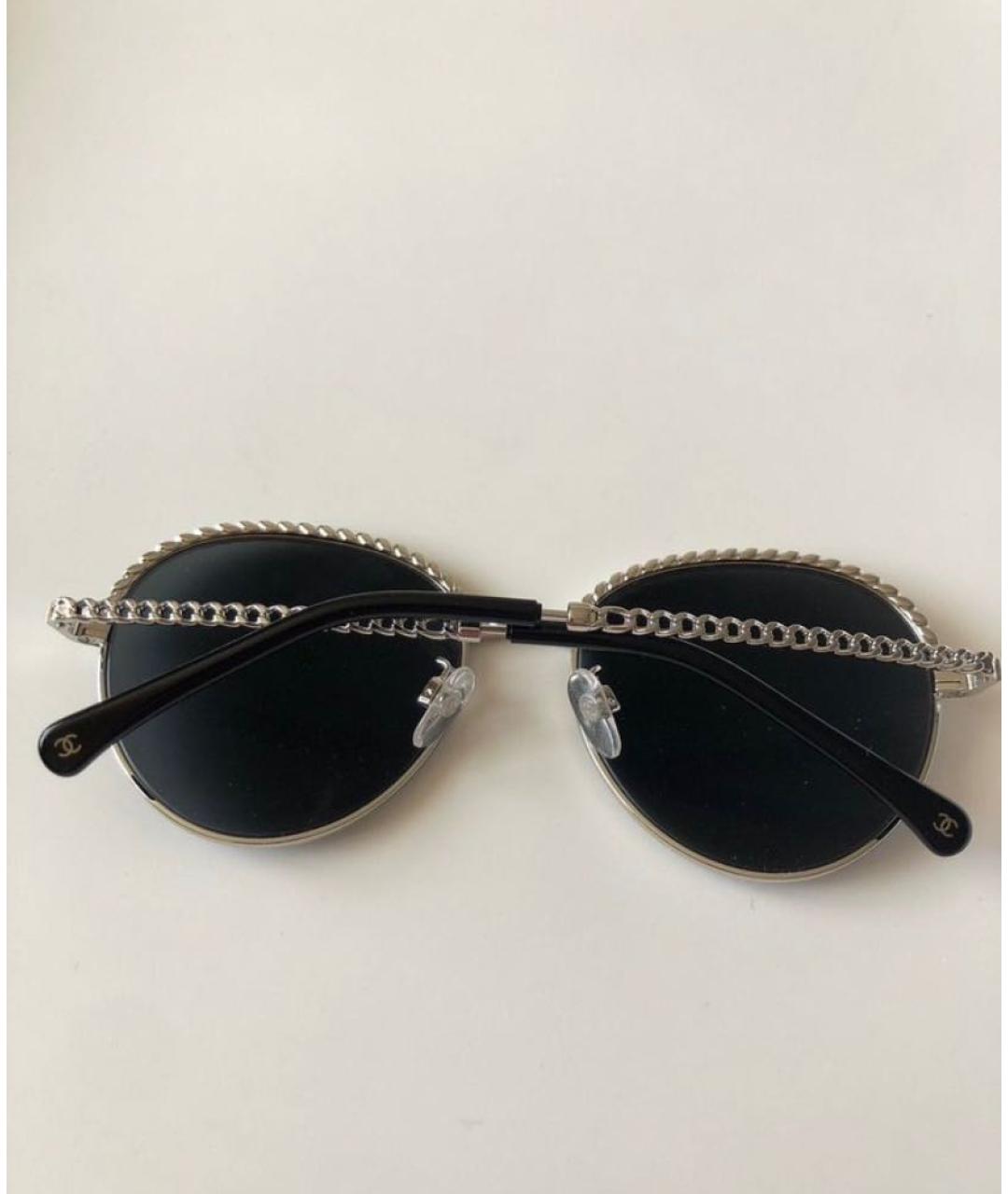 CHANEL Черные металлические солнцезащитные очки, фото 3