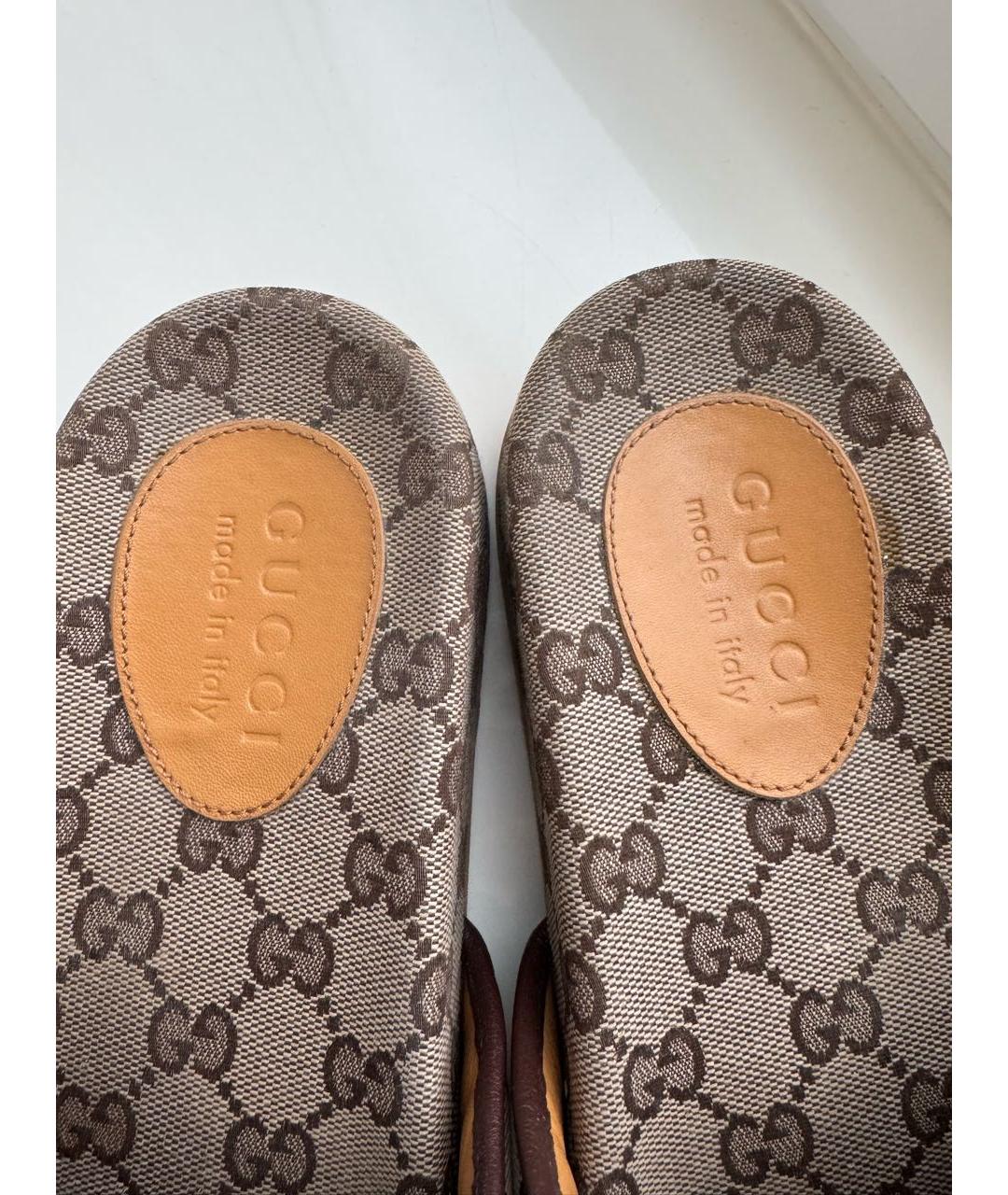 GUCCI Коричневые текстильные шлепанцы, фото 8