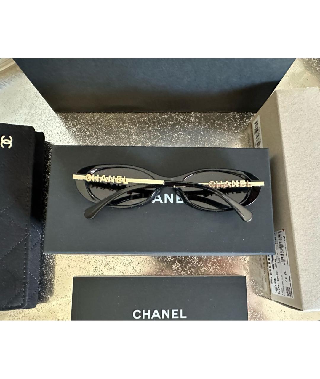 CHANEL Черные металлические солнцезащитные очки, фото 6
