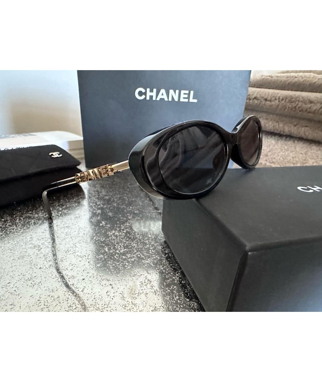 CHANEL Черные металлические солнцезащитные очки, фото 3