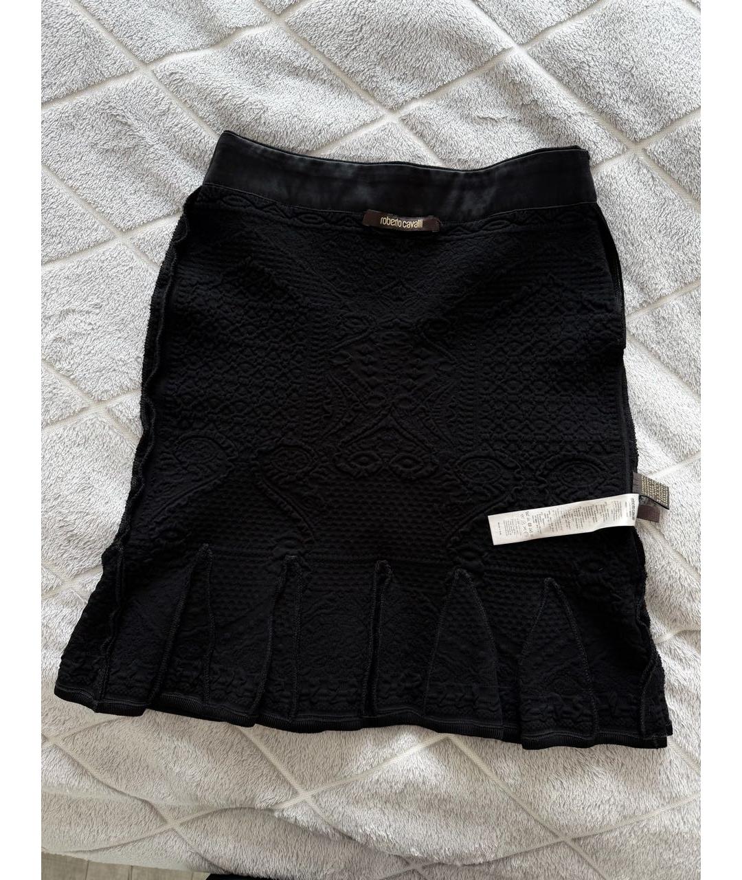 ROBERTO CAVALLI Черная вискозная юбка мини, фото 3