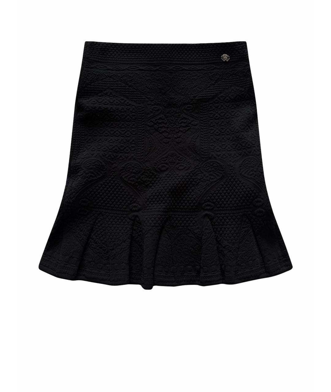 ROBERTO CAVALLI Черная вискозная юбка мини, фото 1