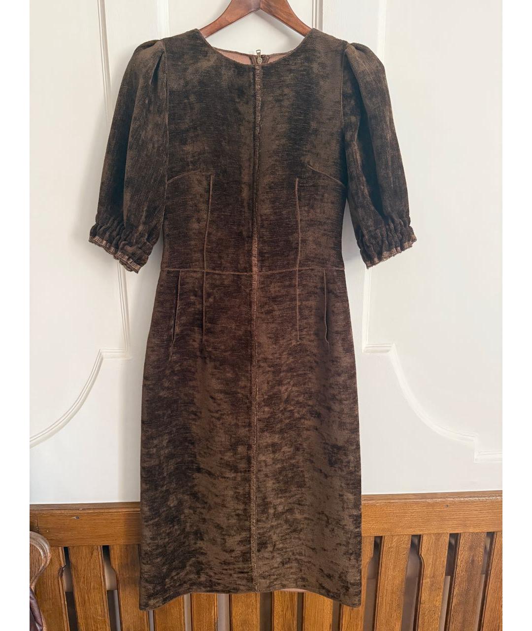 DOLCE&GABBANA Коричневое полиамидовое коктейльное платье, фото 6