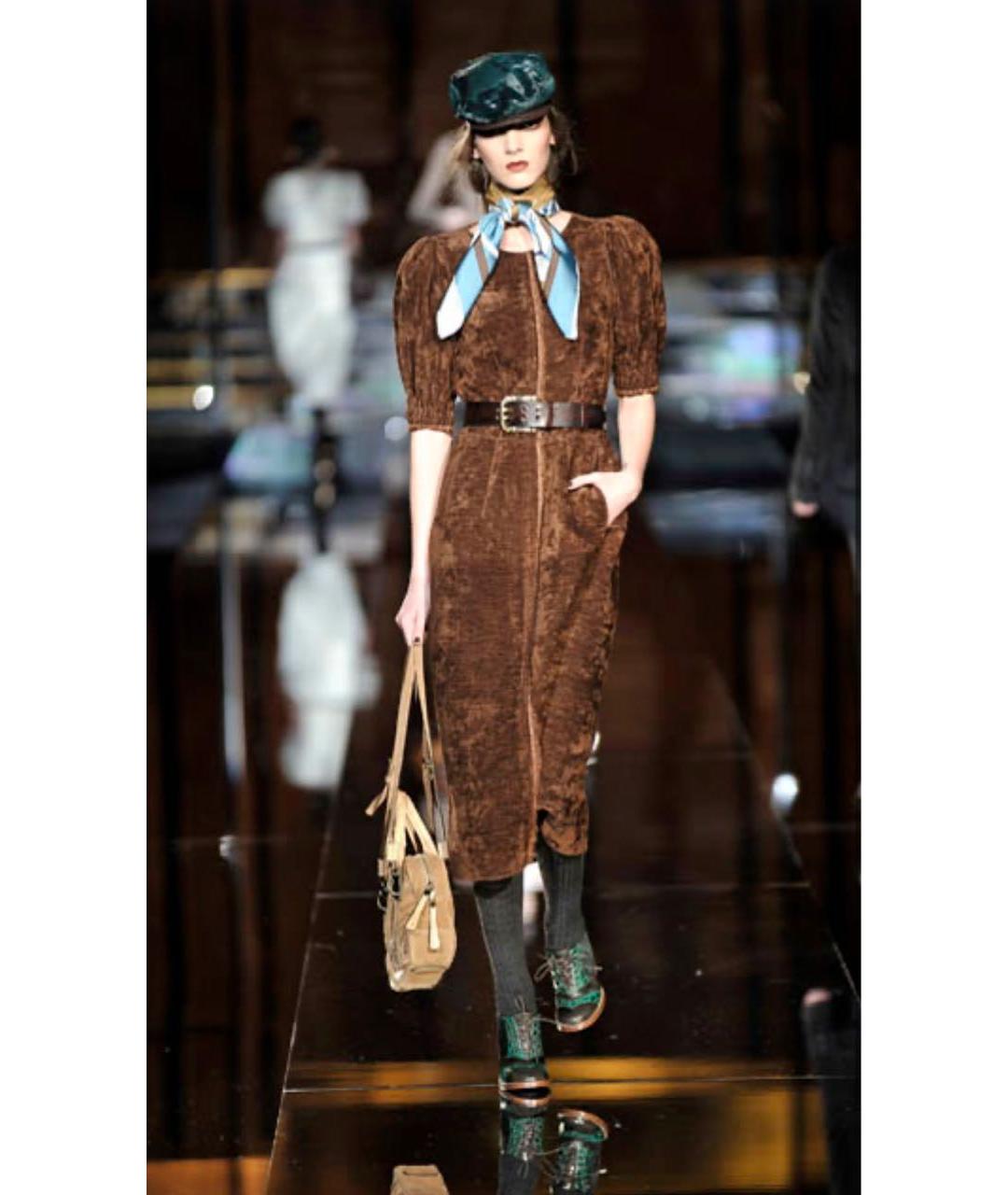 DOLCE&GABBANA Коричневое полиамидовое коктейльное платье, фото 5