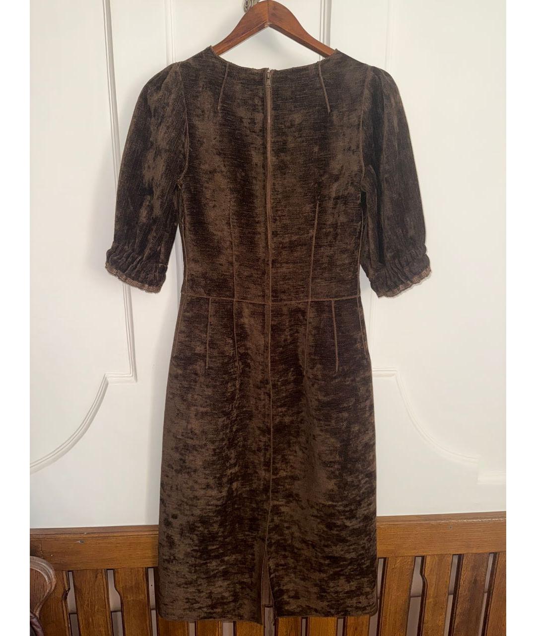 DOLCE&GABBANA Коричневое полиамидовое коктейльное платье, фото 2