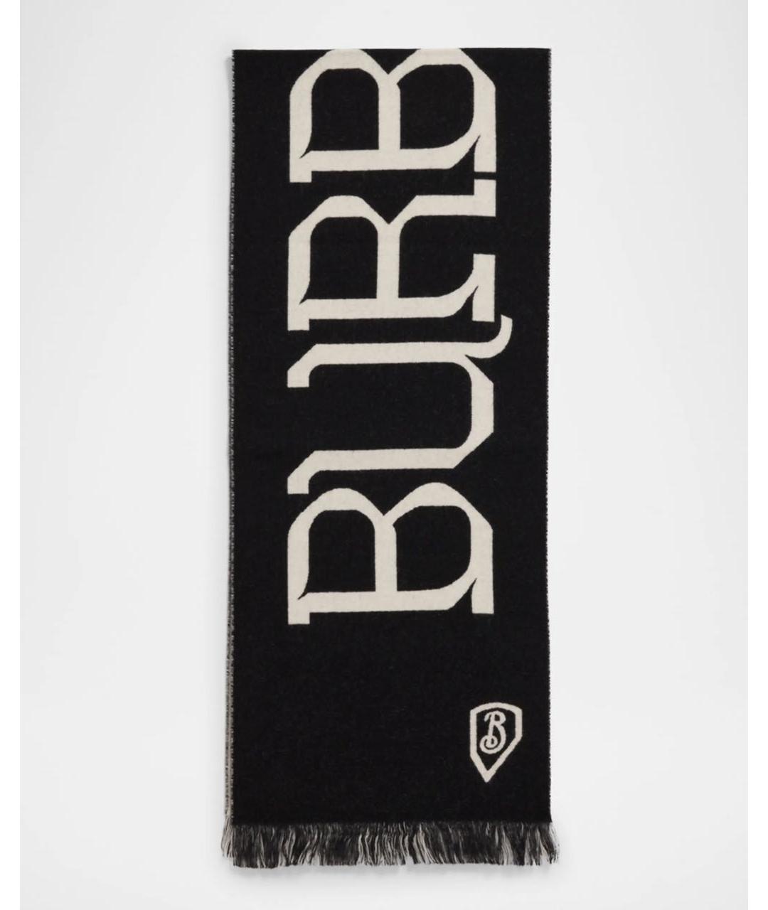 BURBERRY Черный шерстяной шарф, фото 3