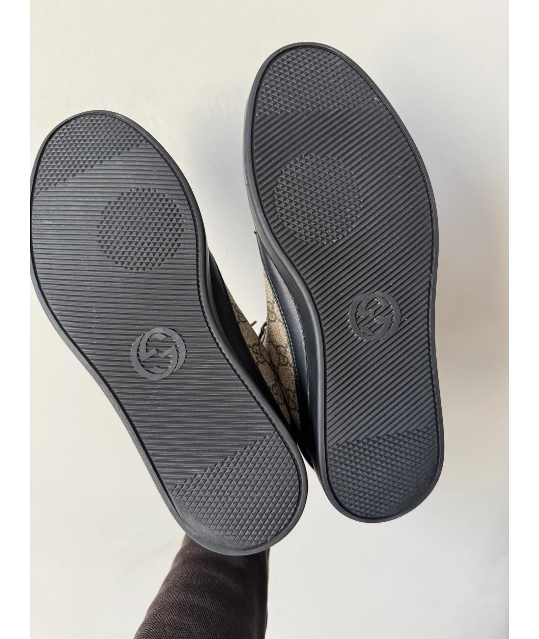 GUCCI Бежевые текстильные высокие кроссовки / кеды, фото 5