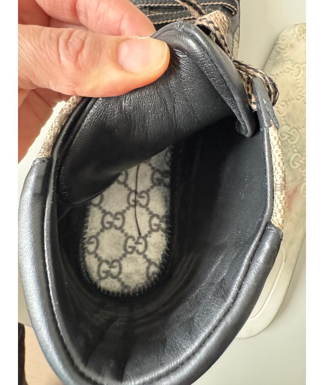 GUCCI Бежевые текстильные высокие кроссовки / кеды, фото 9