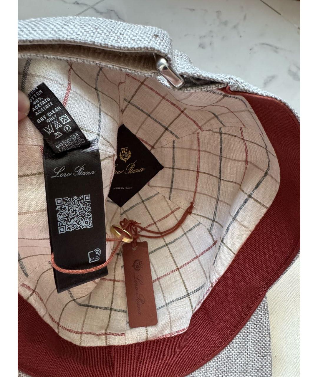 LORO PIANA Бежевая льняная кепка/бейсболка, фото 4