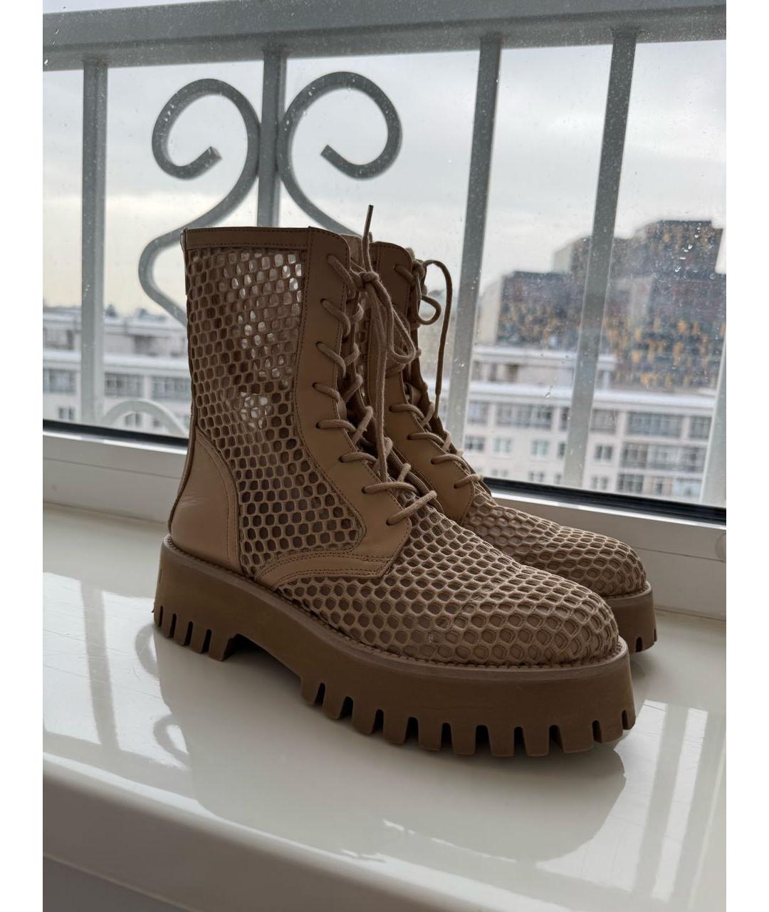 CASADEI Бежевые текстильные ботинки, фото 2