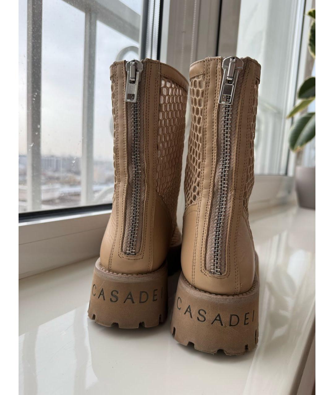 CASADEI Бежевые текстильные ботинки, фото 5