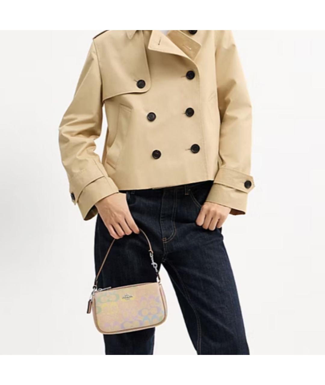 COACH Бежевая сумка с короткими ручками, фото 5