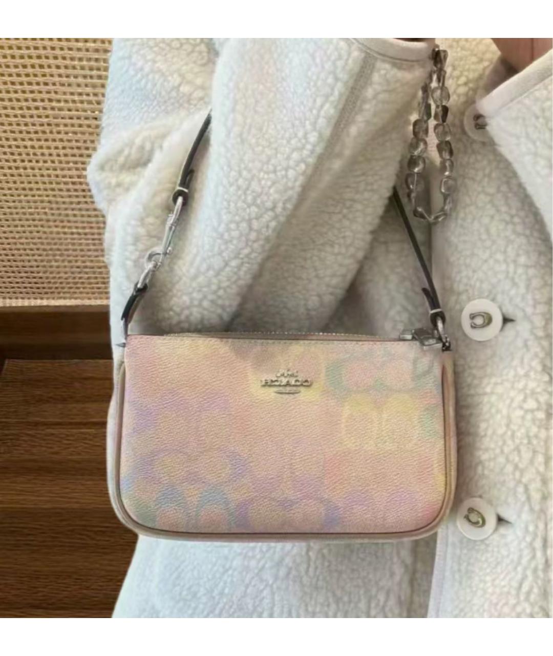 COACH Бежевая сумка с короткими ручками, фото 7