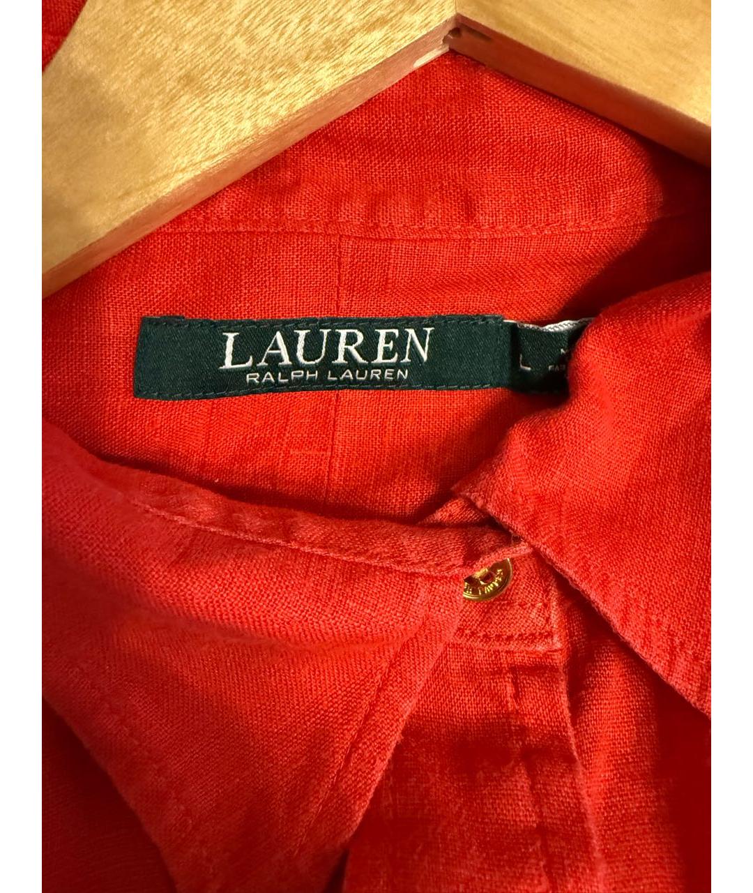 RALPH LAUREN Красная льняная рубашка, фото 3
