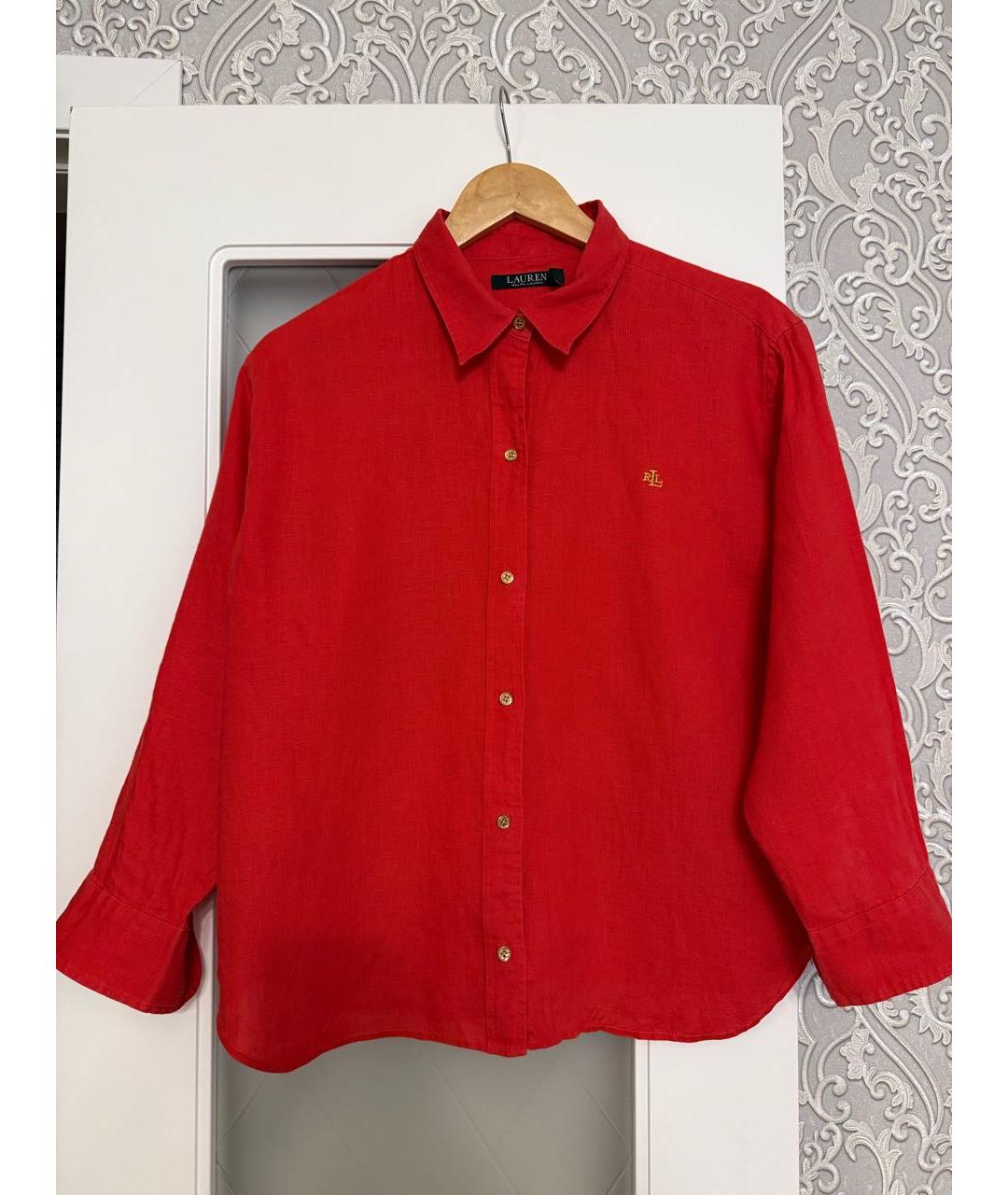 RALPH LAUREN Красная льняная рубашка, фото 6