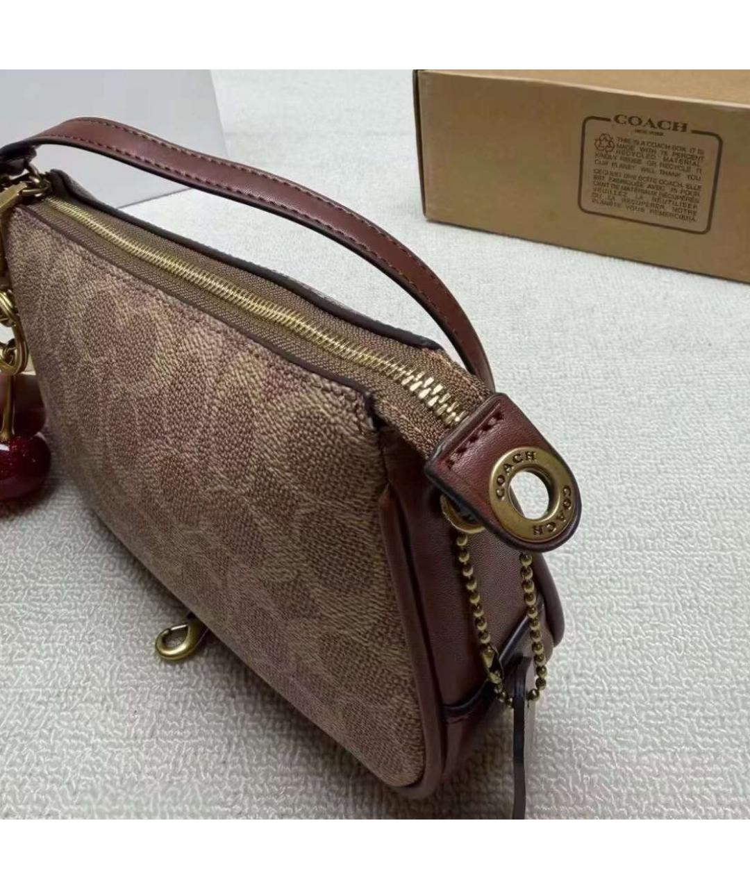 COACH Коричневая сумка с короткими ручками, фото 8