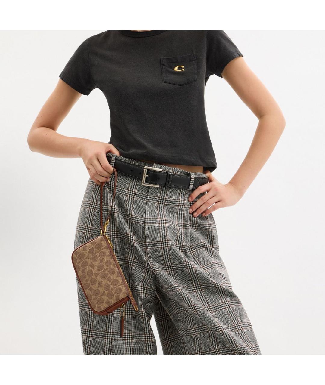 COACH Коричневая сумка с короткими ручками, фото 6