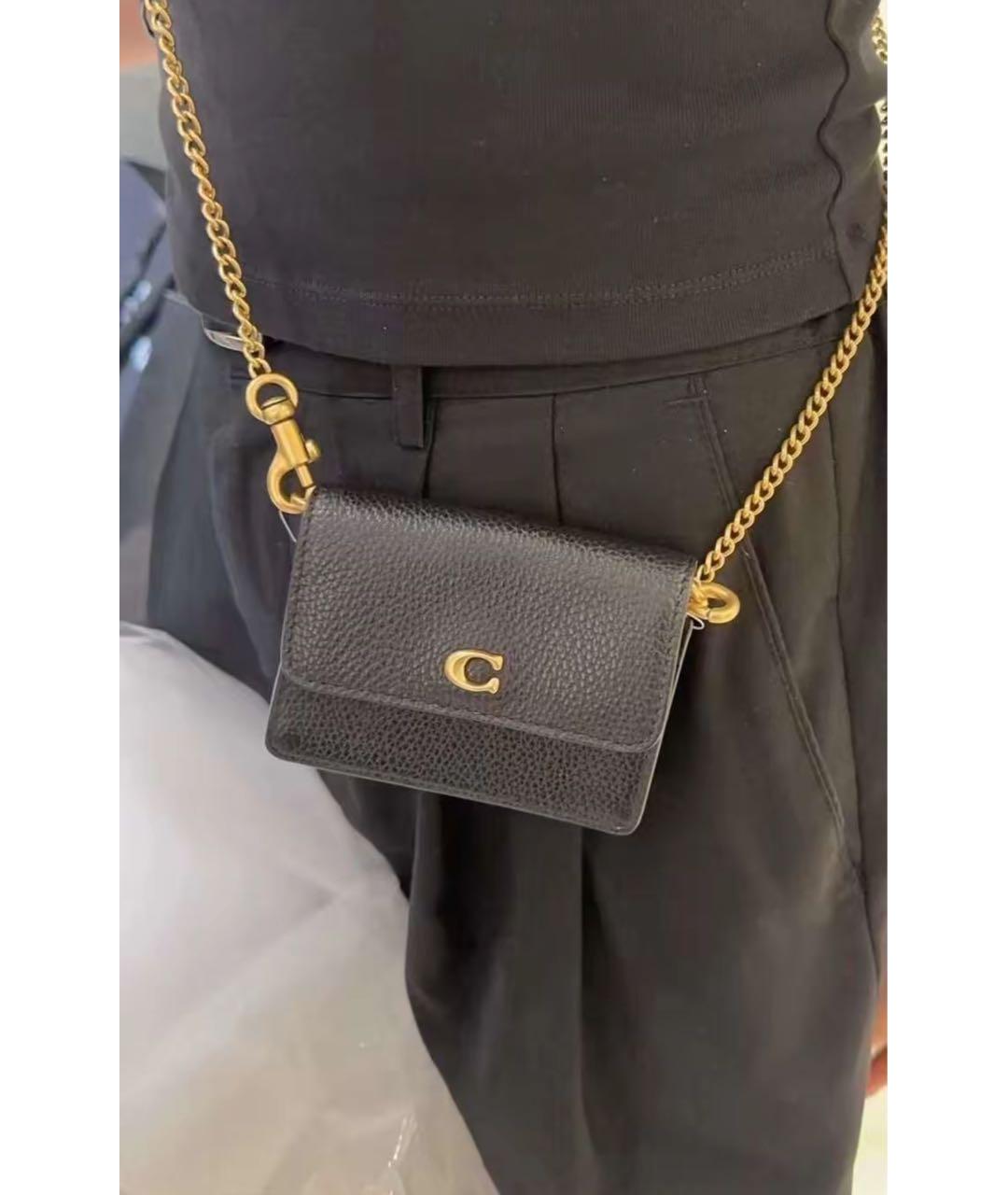 COACH Черная кожаная сумка через плечо, фото 6