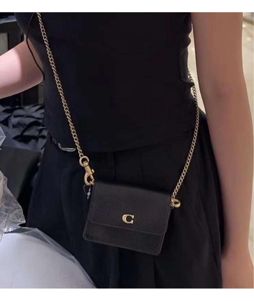 COACH Черная кожаная сумка через плечо, фото 7