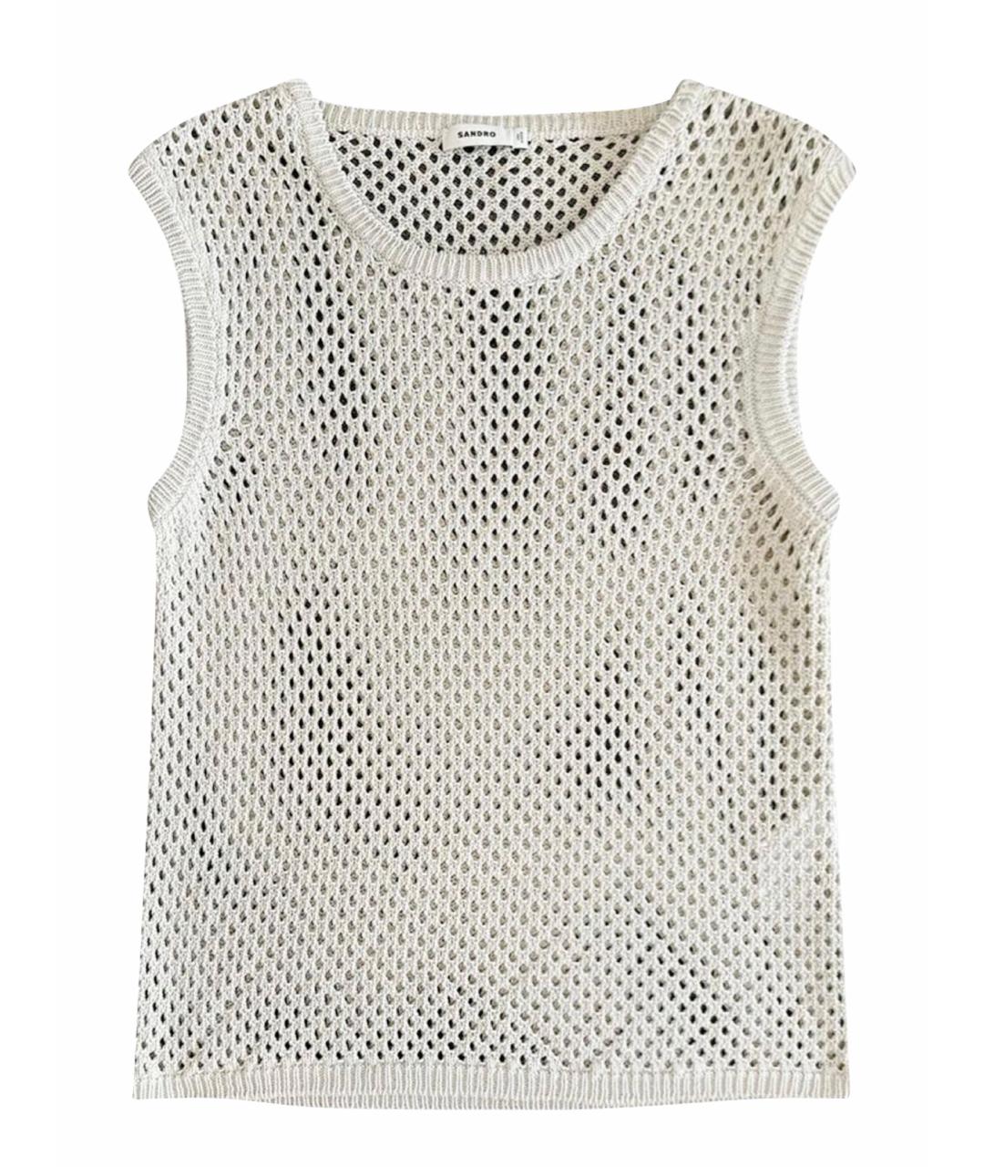 SANDRO Бежевая хлопковая майка, фото 1