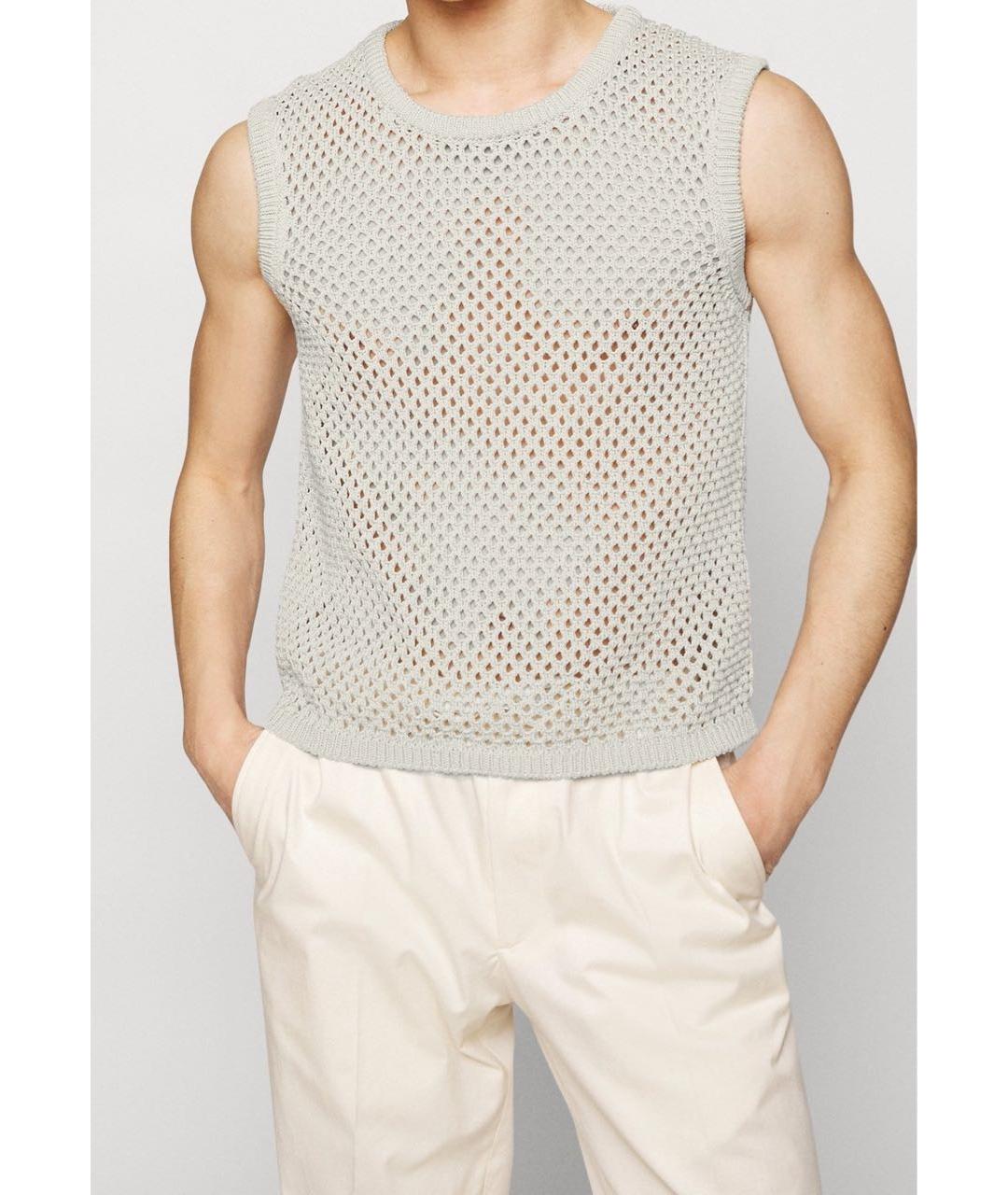 SANDRO Бежевая хлопковая майка, фото 4