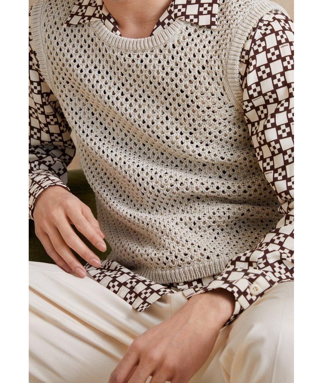 SANDRO Бежевая хлопковая майка, фото 5