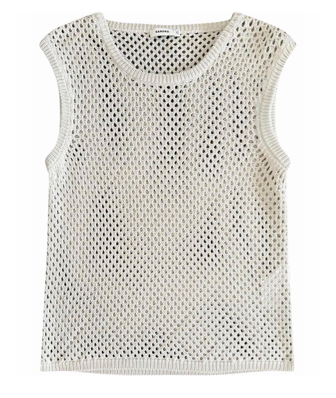 SANDRO Бежевая хлопковая майка, фото 7