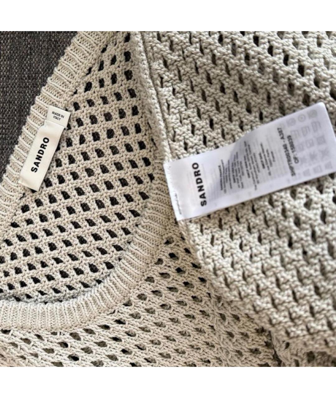 SANDRO Бежевая хлопковая майка, фото 3