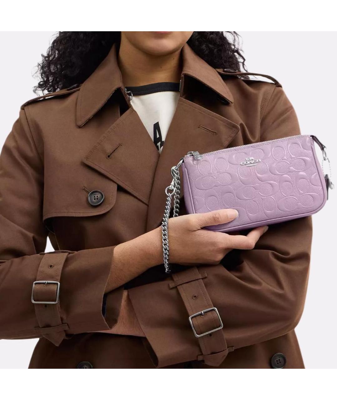 COACH Фиолетовая сумка с короткими ручками, фото 5