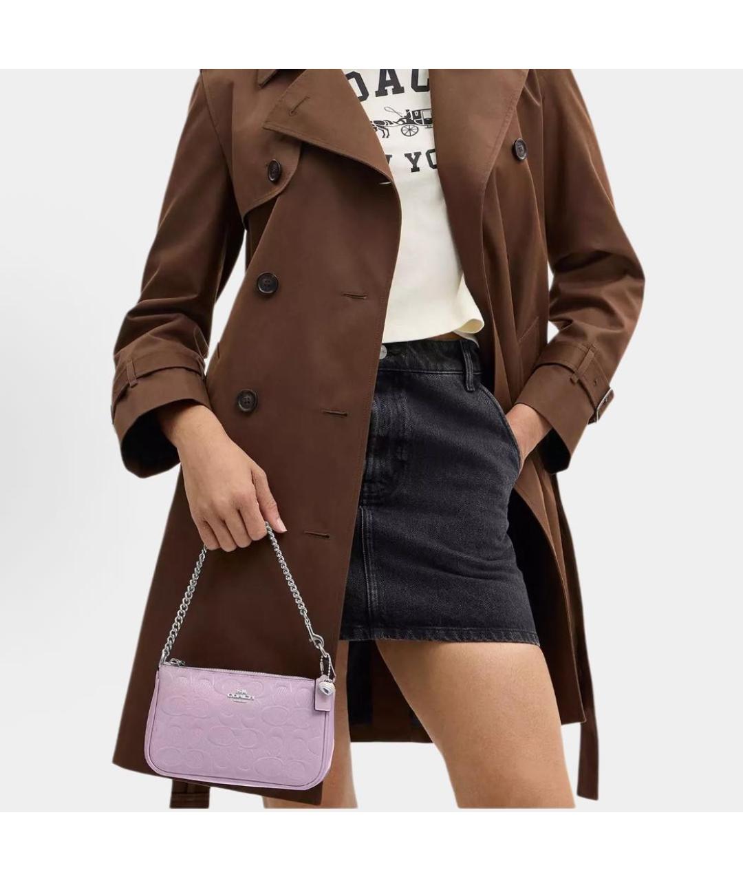 COACH Фиолетовая сумка с короткими ручками, фото 6