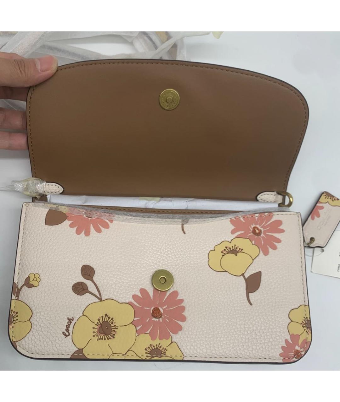 COACH Розовая кожаная сумка через плечо, фото 7