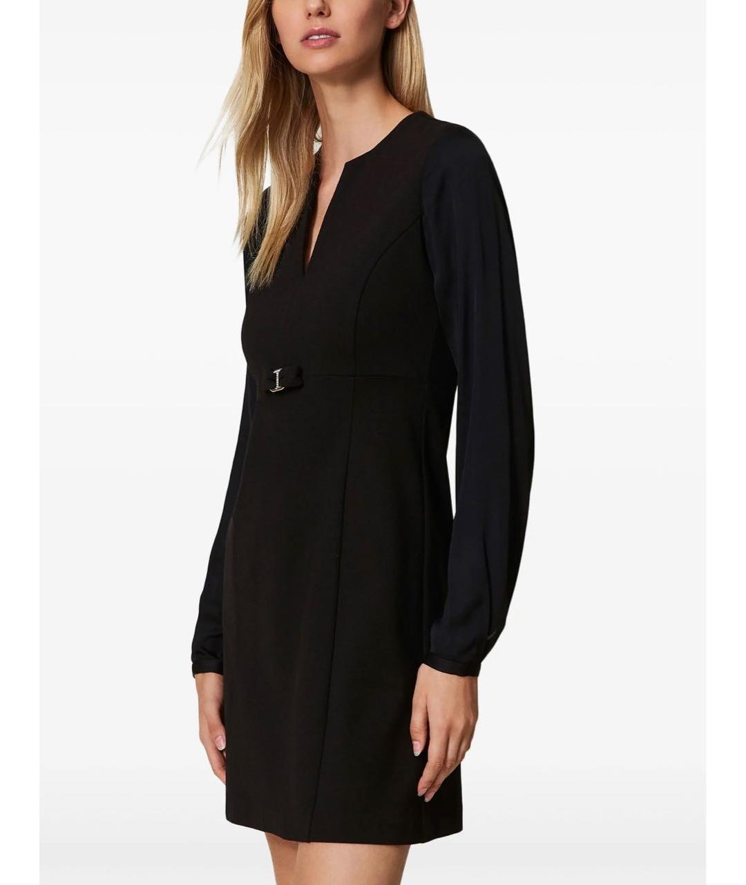 TWIN-SET Черное вискозное повседневное платье, фото 3