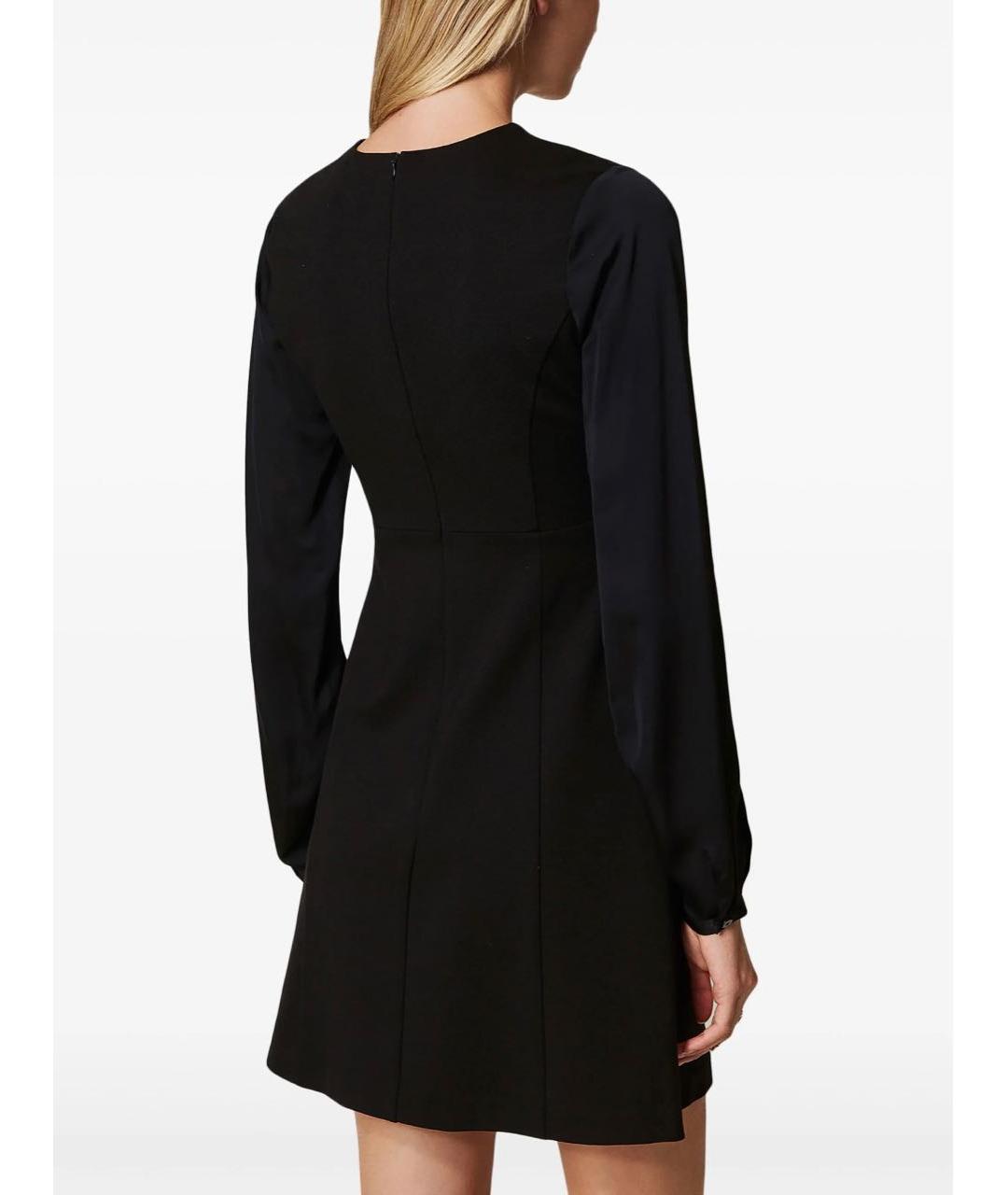 TWIN-SET Черное вискозное повседневное платье, фото 2