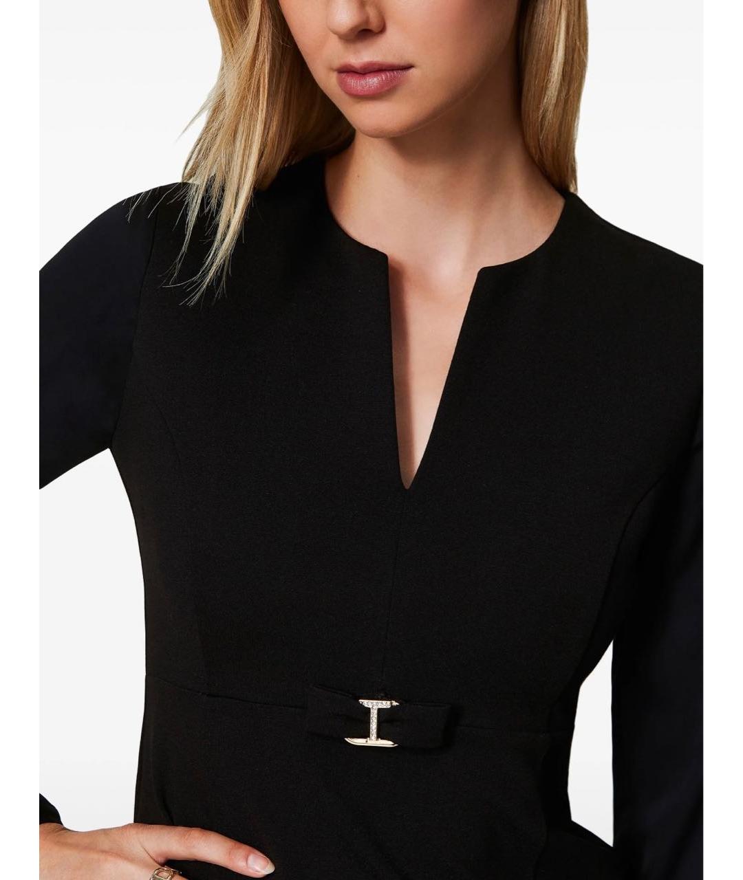 TWIN-SET Черное вискозное повседневное платье, фото 5