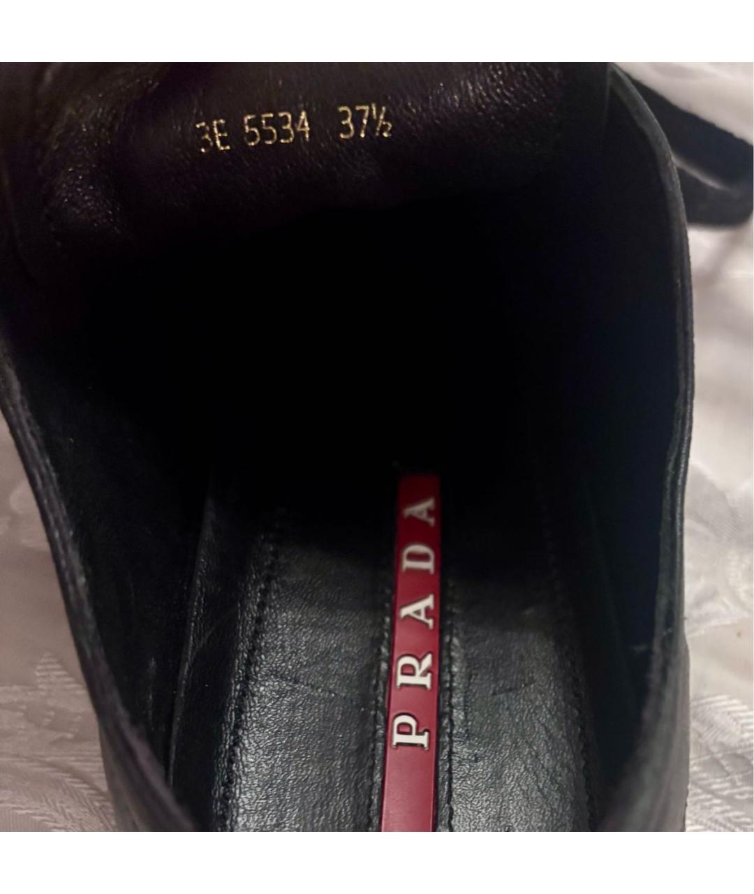 PRADA Черные кожаные кроссовки, фото 3