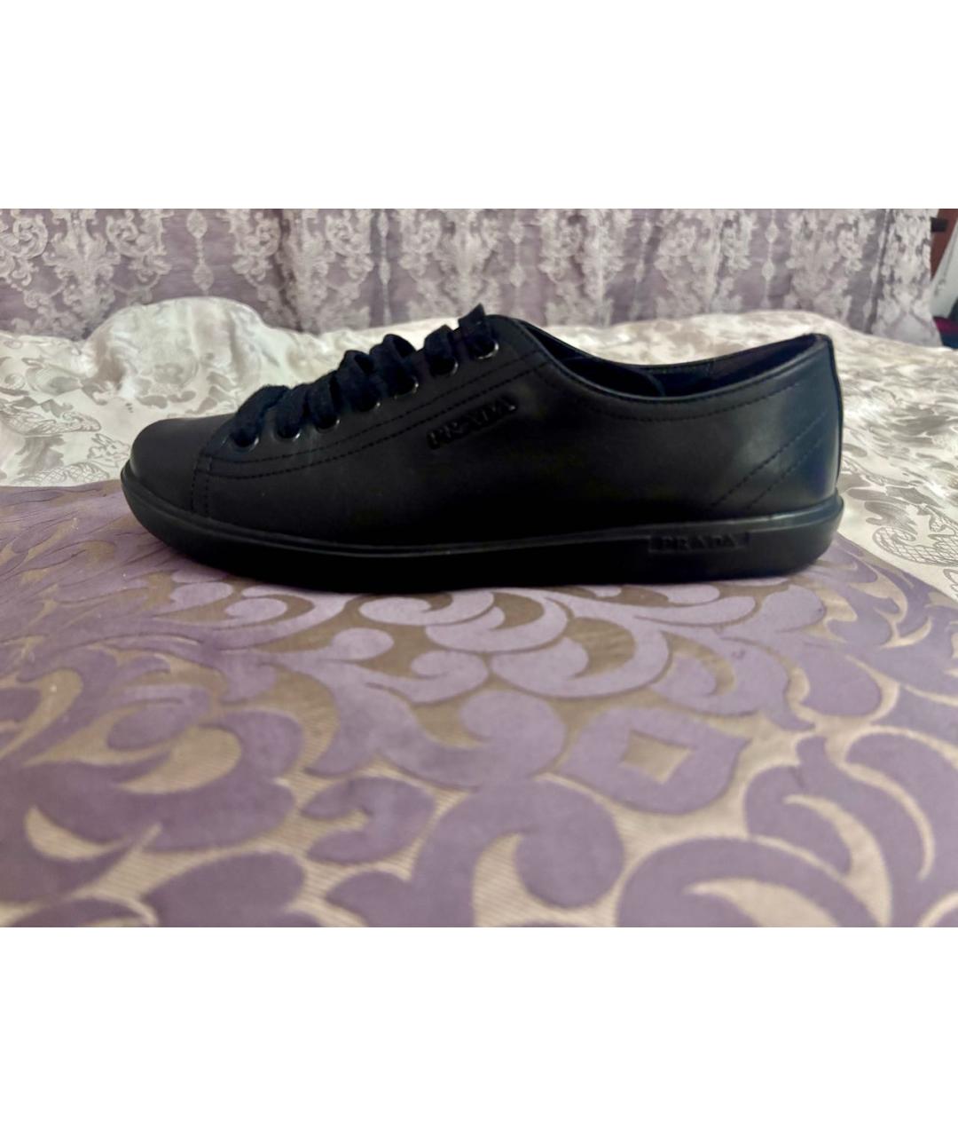 PRADA Черные кожаные кроссовки, фото 7